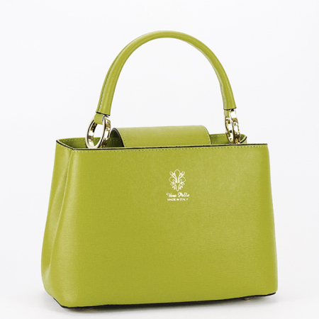 Femei - Geanta din piele naturala cu maner B-8950 119, Verde masliniu