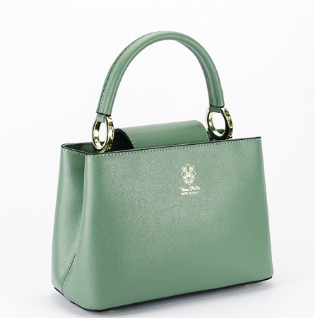 Femei - Geanta din piele naturala cu maner B-8950 119, Verde menta