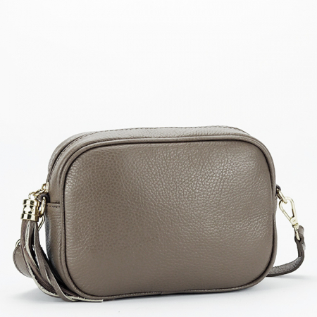 Femei - Geanta din piele naturala mica cu accesoriu B-8957 124, Taupe