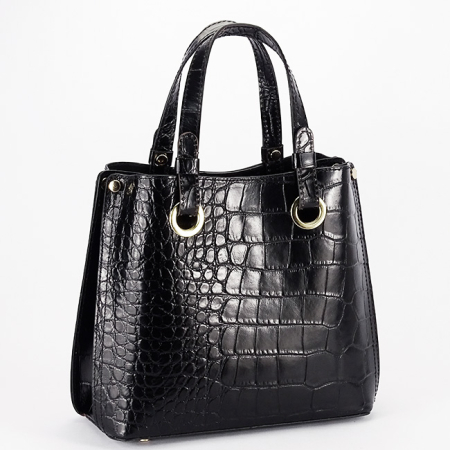 Oferte Speciale - Geanta din piele naturala neagra cu imprimeu B-8916 129