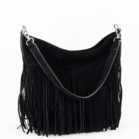 Noutati - Geanta neagra Flora&CO Paris cu franjuri B-F7515 14