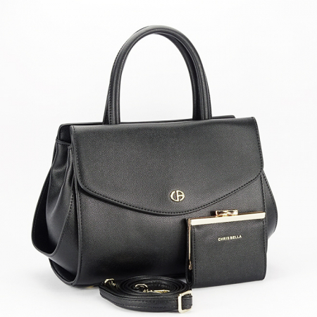 Femei - Geanta neagra Premium cu portofel B-CB2427-2 M6