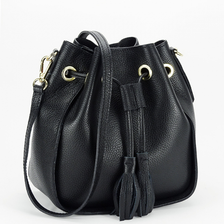 Femei - Geanta din piele naturala tip sac B-1110 125, Negru