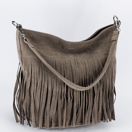 Noutati - Geanta taupe Flora&CO Paris cu franjuri B-F7515 14