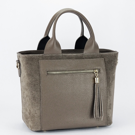 Femei - Geanta taupe medie din piele naturala B-1918 M9
