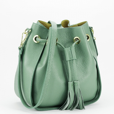 Femei - Geanta din piele naturala tip sac B-1110 125, Verde menta