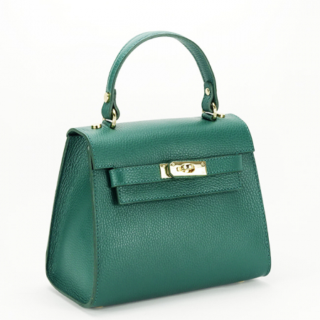 Femei - Geanta dama din piele naturala B-8949 121, Verde smarald