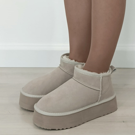 Cizme si botine - Ghete bej din piele naturala B-6391 113