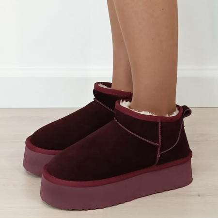 Cizme si botine - Ghete bordo din piele naturala B-6391 113
