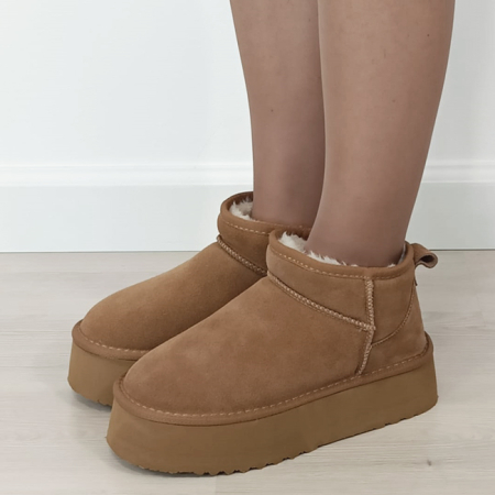 Cizme si botine - Ghete camel din piele naturala B-6391 113