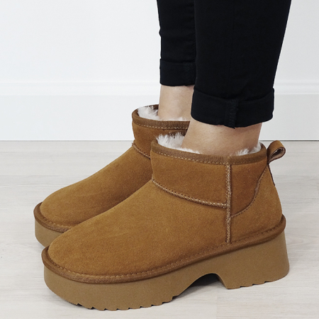 Ghete - Ghete camel din piele naturala B-W5878 114