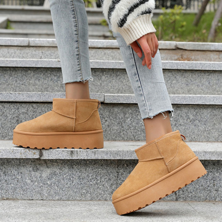 Femei - Ghete dama tip UGG cu talpa groasa B-333-78 116, Camel