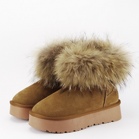 Ghete - Ghete dama din piele naturala B-W5893 19, Camel