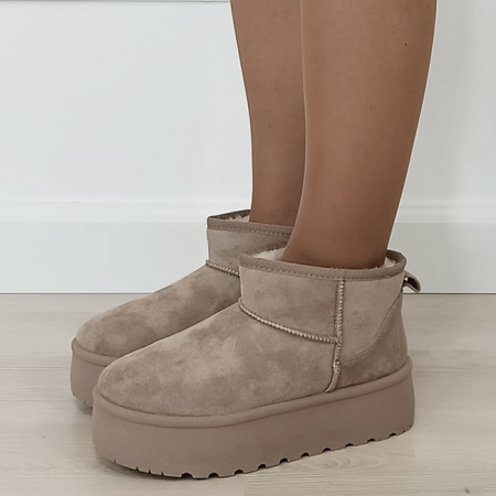 Noutati - Ghete kaki deschis imblanite cu talpa groasa B-LT33-43 112