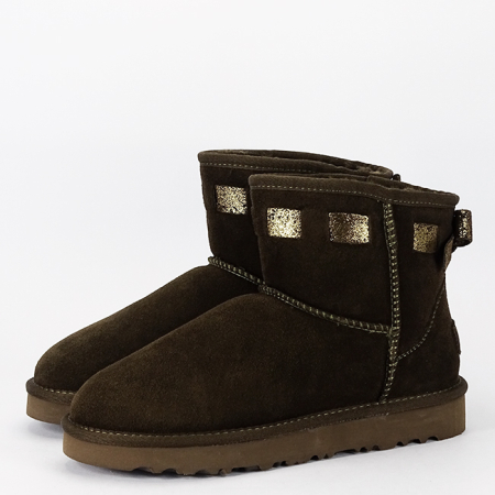 Cizme si botine - Ghete kaki din piele naturala B-L7895 19