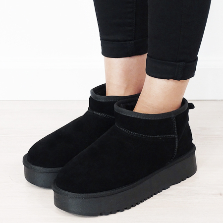 Noutati - Ghete negre din piele naturala B-NN604 116