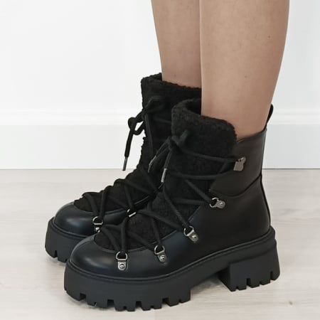 Noutati - Ghete negre imblanite B-9655 115