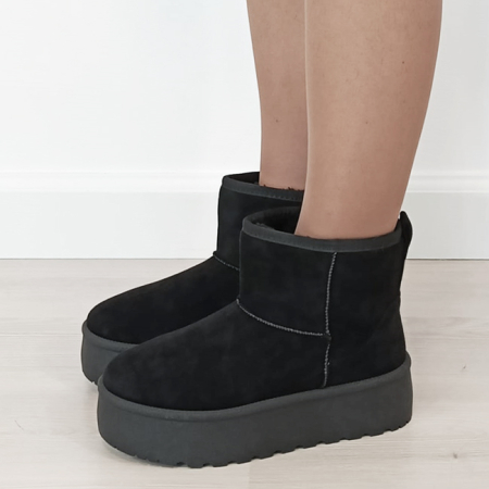 Noutati - Ghete negre imblanite cu talpa groasa B-LT33-45 111