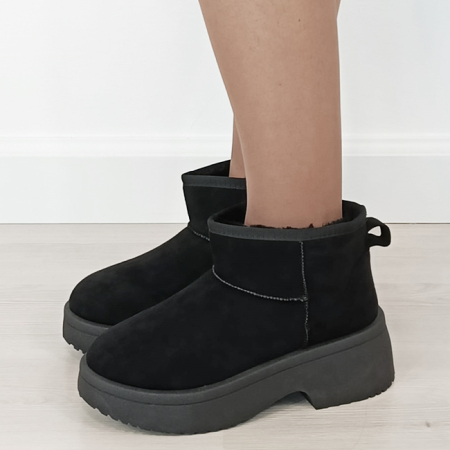 Noutati - Ghete negre imblanite cu talpa groasa B-LT33-49 113