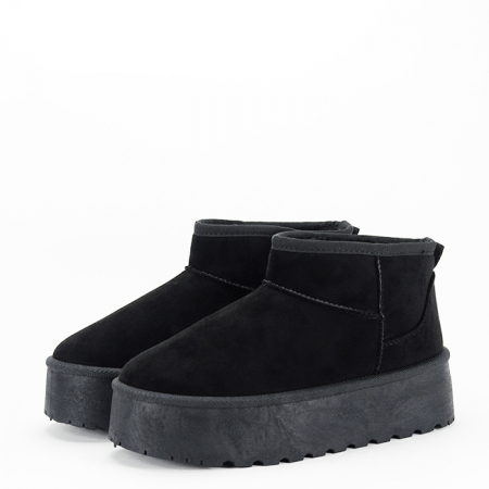 Femei - Ghete negre tip UGG cu talpa groasa B-333-78 116