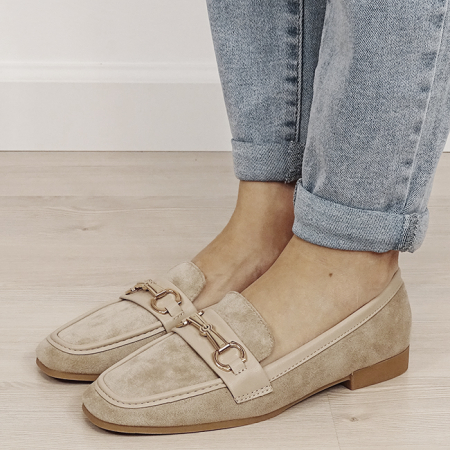 Oferte Speciale - Mocasini bej de tip loafers B-9736 01