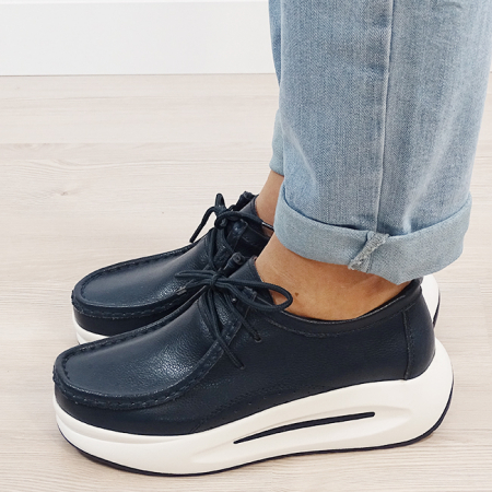 Mocasini si balerini - Mocasini bleumarin din piele naturala B-WKS02 M7