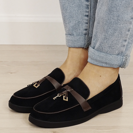 Oferte Speciale - Mocasini negri de tip loafers B-1502 01