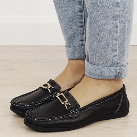 Oferte Speciale - Mocasini negri de tip loafers din piele naturala B-0511 01