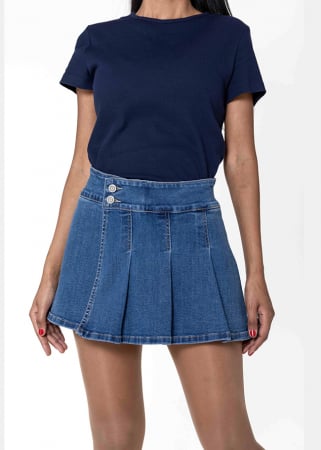 Femei - Pantaloni scurti tip fusta din denim B-P511-5 M7, Albastru