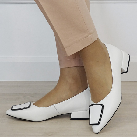 Mocasini si balerini - Pantofi albi comozi din piele naturala B-BY6921-2 03