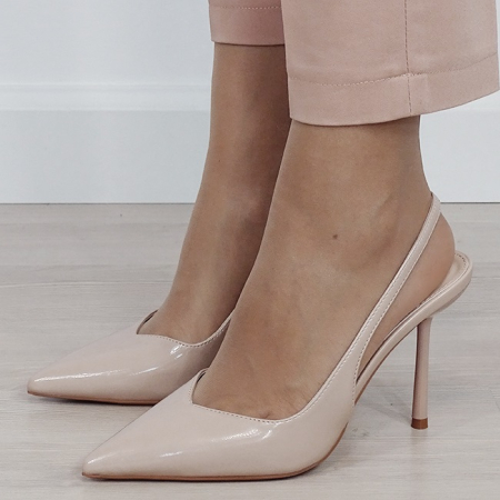 Sandale - Pantofi bej de lac B-5539 01