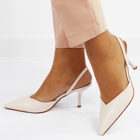 Femei - Pantofi bej eleganti B-DA-210 04