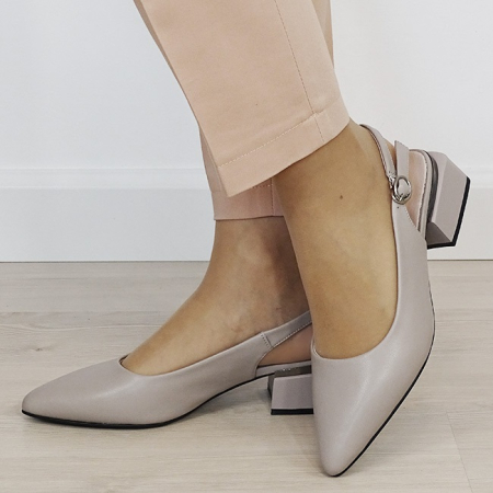 Pantofi cu toc - Pantofi gri comozi din piele naturala  B-BY6889-6 02