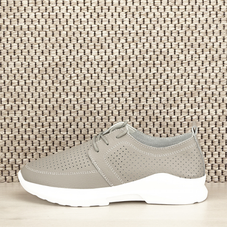 Incaltamine primavara-vara piele - Pantofi piele naturala gri Angela M4