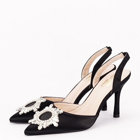 Femei - Pantofi eleganti cu brosa YES-92991-1 04, Negru