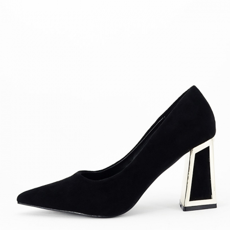 Femei - Pantofi cu toc gros B-3870 02, Negru