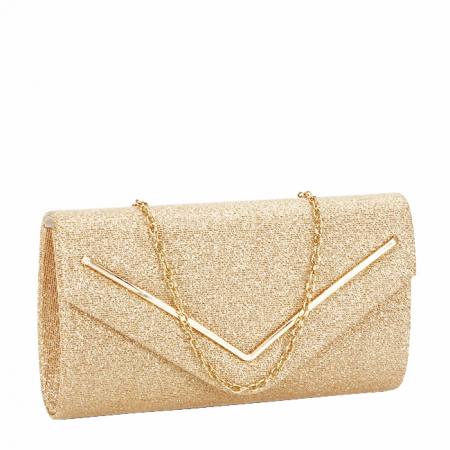 Elegáns kistáskák - Pezsgőszín csillámos koktél táska BXQ252 06