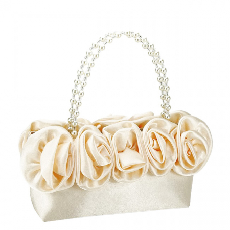 Femei - Plic elegant cu aplicatii florale B-BME-22736 05, Crem