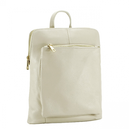 Rucsacuri - Rucsac din piele naturala convertibil in geanta B-1001 123, Crem