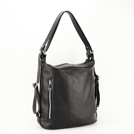 Rucsacuri - Rucsac dama din piele naturala 2 in 1 B-8980 121, Negru