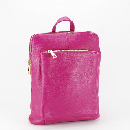 Rucsacuri - Rucsac din piele naturala fucsia convertibil in geanta B-1001 123