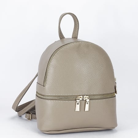 Rucsacuri - Rucsac mic din piele naturala bej taupe B-8979 122