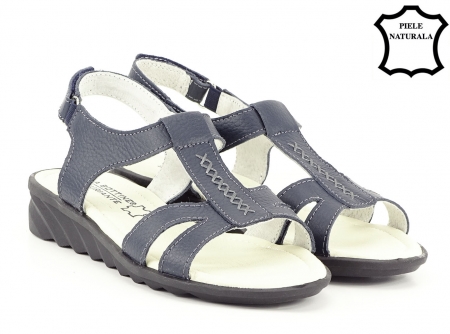 Noutati - Sandale bleumarin din piele naturala B-5017 M5