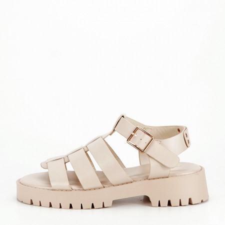 Femei - Sandale crem cu talpa groasa B-5884