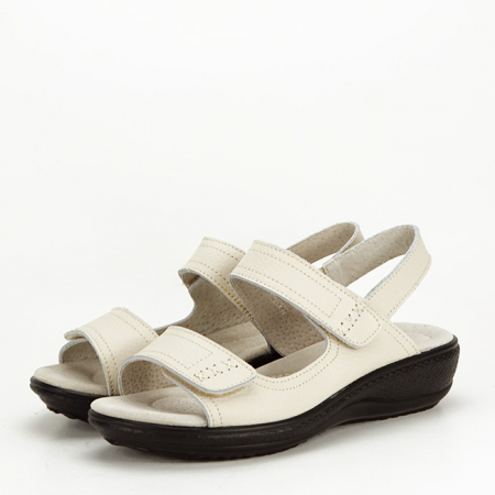 Femei - Sandale crem din piele naturala DLNY7855 129 Confort