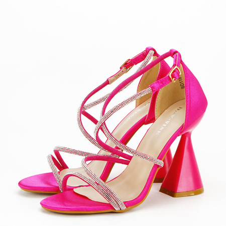 Femei - Sandale fucsia elegante cu toc conic B-BD116 130