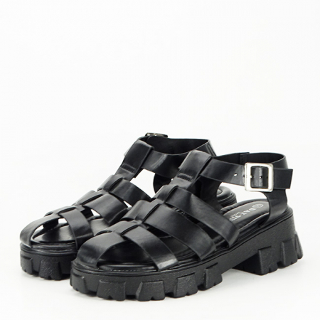 Femei - Sandale negre cu talpa groasa B-N75-5