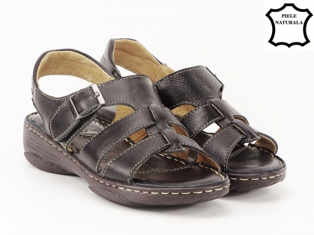 Noutati - Sandale negre din piele naturala B-HF110 129
