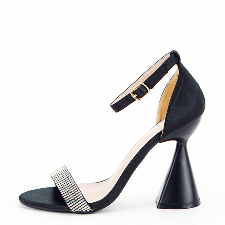 Femei - Sandale negre elegante cu toc conic B-BD117 129