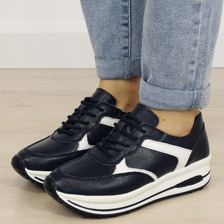 Oferta de iarna - Sneakers bleumarin din piele naturala B-5091 M6